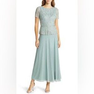 Pisarro Nights Blue Maxi A-Line Dress for Wedding Guest